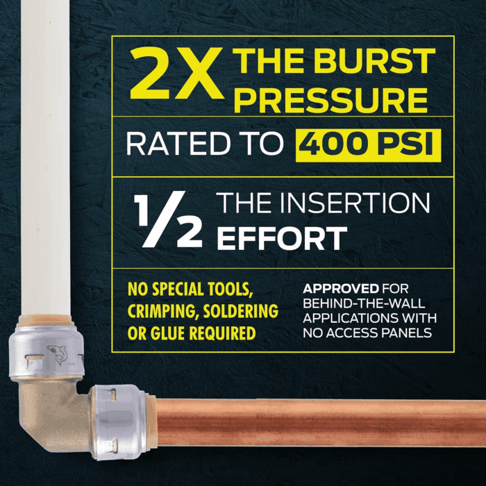 Max 1/2 Inch 90 Degree Elbow, Push to Connect Brass Plumbing Fitting, PEX Pipe, Copper, CPVC, PE-RT, HDPE, UR248A - Image 3