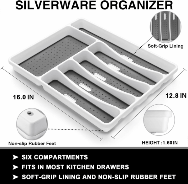 49-Piece Silverware Set with Organizer, Heavy Duty Stainless Steel Flatware for 8, Cutlery Utensil Sets with Steak Knives, Rust-Proof, Mirror Polished, Dishwasher Safe - Image 4