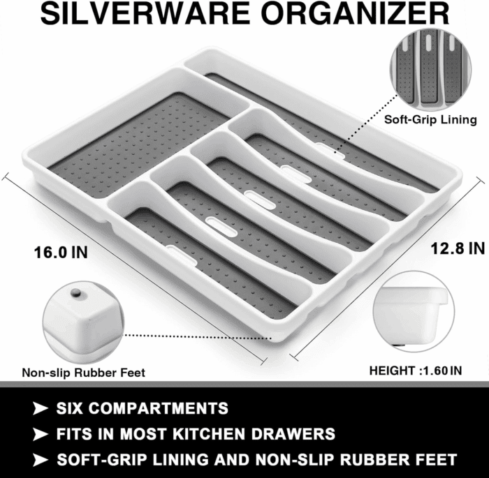 49-Piece Silverware Set with Organizer, Heavy Duty Stainless Steel Flatware for 8, Cutlery Utensil Sets with Steak Knives, Rust-Proof, Mirror Polished, Dishwasher Safe - Image 4