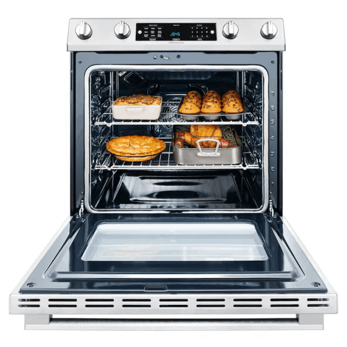 30-In Glass Top 5 Burners 5.8-Cu Ft Air Fry Convection Oven Slide-In Electric Range Stainless Steel ) - Image 2