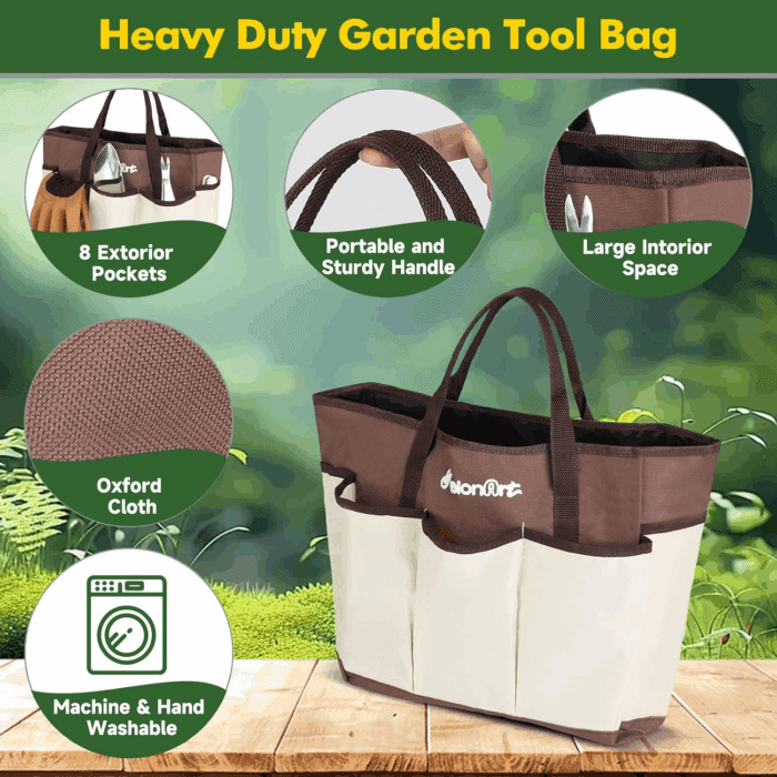 Garden Tool Set,10 Pcs Heavy Duty Gardening Hand Tool Kit for Women Aluminum with Non Slip Ergonomic Handle, Storage Tote Bag and Gardening Gloves, Ideal Gifts for Women and Men - Image 6