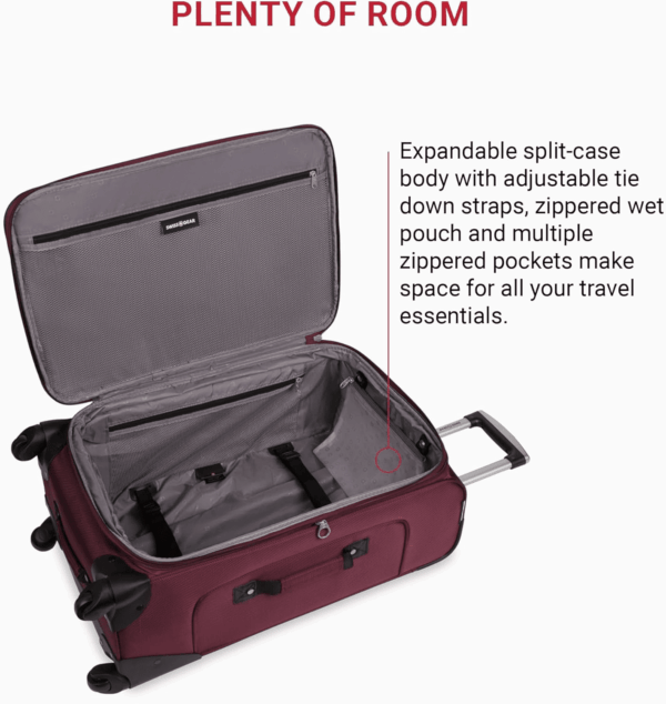 Sion Softside Expandable Luggage, Merlot, Checked-Medium 25-Inch - Image 4