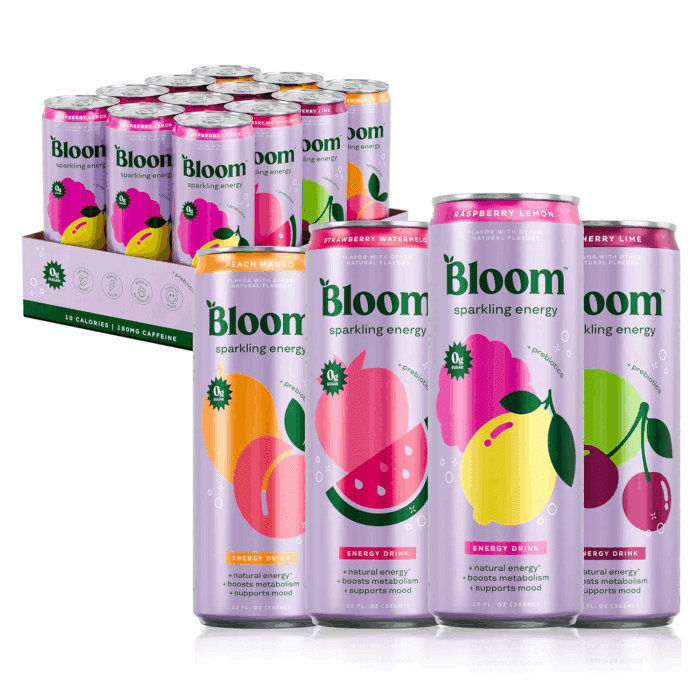 Sparkling Energy Drink - Variety Pack - Natural Caffeine, Zero Sugar, 180Mg Caffeine - Antioxidant-Rich with Green Coffee Bean, Green Tea Extract, Prebiotics - 12Oz 12 Pack
