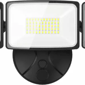 60W Flood Lights Outdoor, 6000LM Brightness Security Lights Switch Controlled, 3 Adjustable Heads, IP65 Waterproof, 6500K Wall Mount Exterior LED Flood Light