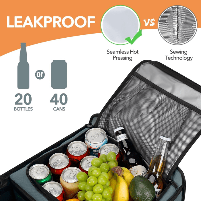 Large Trunk Organizer with Built-In Leakproof Cooler Bag, 2 Tie-Down Straps, 4 Removable Dividers, Foldable Cover, Built with 2Mm PE Board, Gray - Image 3