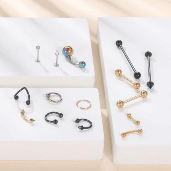 150PCS Piercing Kit Jewelry Stainless Steel Lip Nose Tongue Tragus Cartilage Daith Eeybrow Belly Button Rings Body Piercing Tools 14G 16G 20G - Image 3
