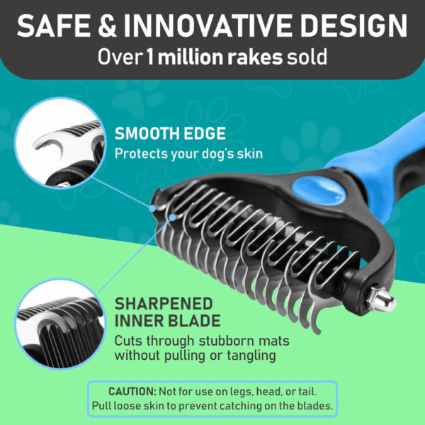Original Pet Grooming Rake - Double-Sided Deshedding Dematting Tool, Undercoat Rake for Dogs & Cats, Extra-Wide Dog Grooming Brush & Deshedder Comb for Long Hair, Reduces Shedding 95% - Image 7