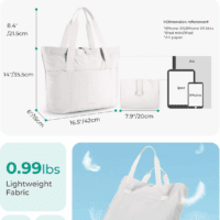 Tote Bag for Women, Foldable Tote Bag with Zipper Travel Large Shoulder Bag Handbag for Work-16.5''L X 6''Wx 14''H - Image 2