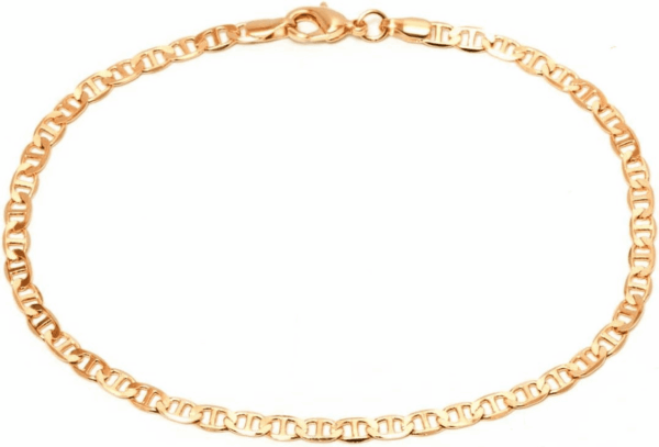 18K Gold Plated Flat Marina Link Anklet for Women - Made in Brazil