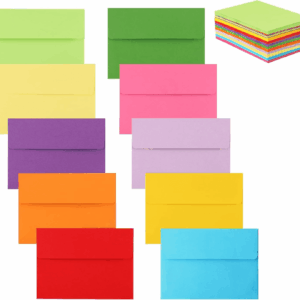 50 Pack 4X6 Envelopes,A6 Invitation Envelopes 6.5 X 4.75 for 4X6 Cards- Peel & Press,Ideal for Invitations,Weddings,Parties,Greeting Cards,Photos(Colorful)