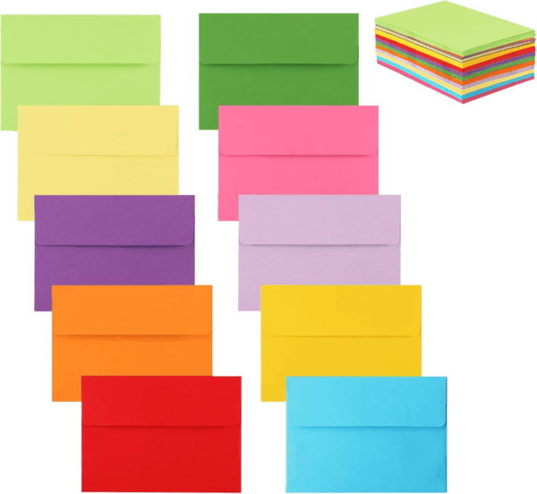 50 Pack 4X6 Envelopes,A6 Invitation Envelopes 6.5 X 4.75 for 4X6 Cards- Peel & Press,Ideal for Invitations,Weddings,Parties,Greeting Cards,Photos(Colorful)