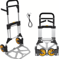 Folding Dolly, Aluminum Dolly Cart, 440 Lb Capacity Hand Cart, Dolly Cart with Wheels of Rubber, Telescoping Handle for Indoor Outdoor Travel, Foldable & Moving Dolly