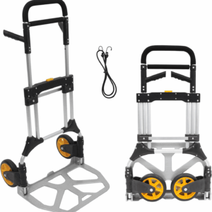 Folding Dolly, Aluminum Dolly Cart, 440 Lb Capacity Hand Cart, Dolly Cart with Wheels of Rubber, Telescoping Handle for Indoor Outdoor Travel, Foldable & Moving Dolly
