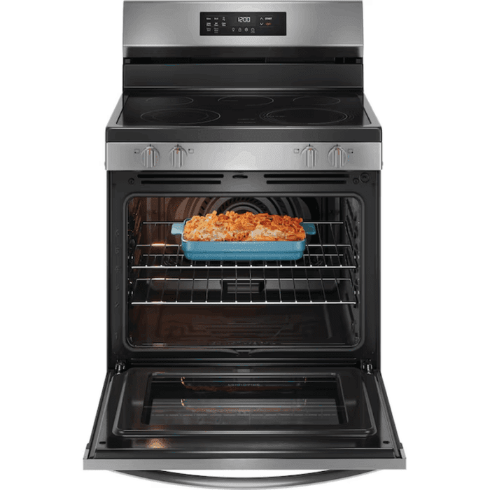 30-In Glass Top 5 Burners 5.3-Cu Ft Air Fry Convection Oven Freestanding Electric Range Stainless Steel ) - Image 3