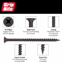 2CDWS1#6 X 2 Phillips Bugle Head Coarse Thread Sharp Point Drywall Screw, 1Lb Box - Image 3