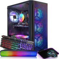 Gaming PC Desktop Computer, Intel Core I7 up to 3.9 Ghz, Radeon RX 580 8G, 16G RAM, 512G SSD, Wifi, Bluetooth 5.0, RGB Fan X6, RGB BT Sound Bar, Windows 10 Home
