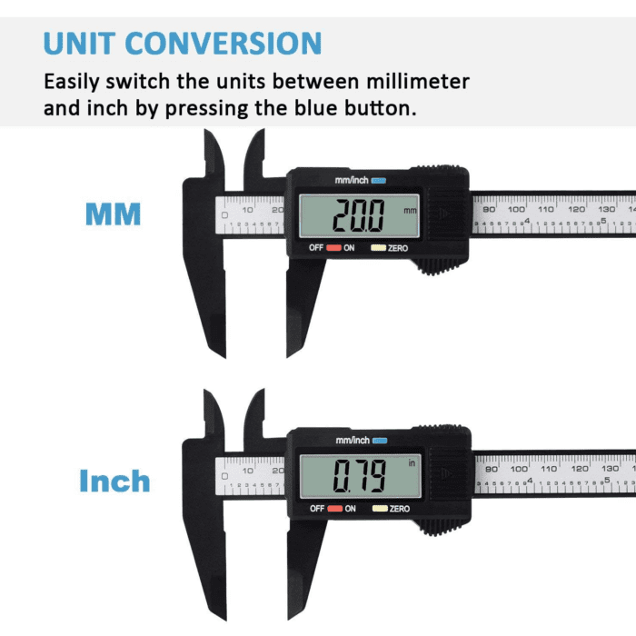 Digital Caliper,  0-6" Calipers Measuring Tool - Electronic Micrometer Caliper with Large LCD Screen, Auto-Off Feature, Inch and Millimeter Conversion - Image 3