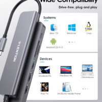 USB C Hub with 100W Charging, 4K HDMI, Dual Card Reader, USB 3.0 & 2.0 Compatible Macbook Pro, New Mac Air/Surface, Chromebook, More, Stable Driver Adapter (CB-CE18, Space Gray) - Image 7