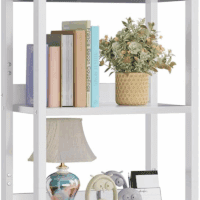 5 Tier Bookshelf with Drawer, Tall Narrow Bookcase with Shelves, Wood and Metal Book Shelf Storage Organizer, Modern Display Standing Shelf Unit for Bedroom, Living Room, Office, White
