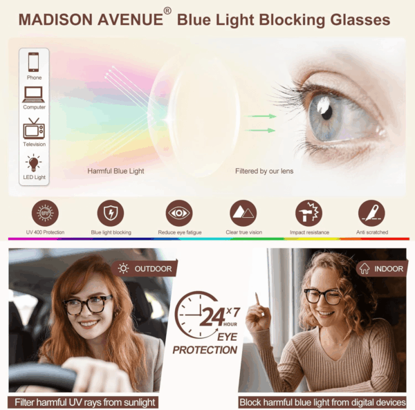 Blue Light Blocking Glasses Oversized Fashion Blue Light Glasses for Women anti Eyestrain & UV Protection Computer Eyeglasses (Grey Demi) - Image 5