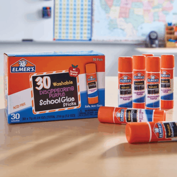 Disappearing Purple School Glue Sticks, Child-Friendly, Acid-Free and Washable - 7 Grams, Pack of 30 - Image 4