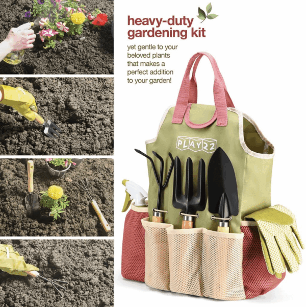 Gardening Tools Set of 10 - Complete Heavy Duty Garden Tools Set with Fashion Handbag - Durable Gardening Supplies Kit Ideal Garden Gifts for Women - Image 5