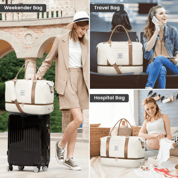 Travel Duffle Bag,Weekender Bags for Women with Shoe Compartment，Carry on Overnight Bag with Toiletry Bag,Gym Duffel Bag with Wet Pocket, Hospital Bags for Labor and Delivery - Image 7