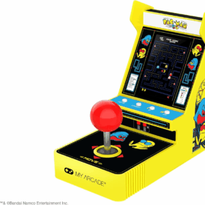 Pac-Man Joystick Player:Officially Licensed Retro Gaming Console, 2 Game Modes Classic Arcade Machine, Portable Game for Kids and Adults
