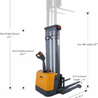 Electric Walkie Stacker, 3300 Lbs Capacity 130“ Lift Height Powered Drive and Lift Electric Stacker, with Straddle Legs Adjustable Forks Material Lift - Image 2