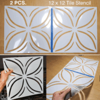 2 Pcs 12" X 12" Tile Stencil Painting Stencil for Walls and Floors - Reusable - Stencils for Painting - Stencil for Home Decor (Design-6) - Image 2