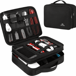 Electronics Organizer Travel Case, Water Resistant Cable Organizer Bag for Travel Essentials, Tech Gifts for Men, Storage Bag as Accessories for Phone, Cord, Tablet, Black