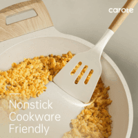 Silicone Cooking Utensils Set, Kitchen Utensils Set 10 Pcs for Cooking, BPA Free Spatula Set with Heat Resistant Wood Handles for Nonstick Cookware (Cream White) - Image 5