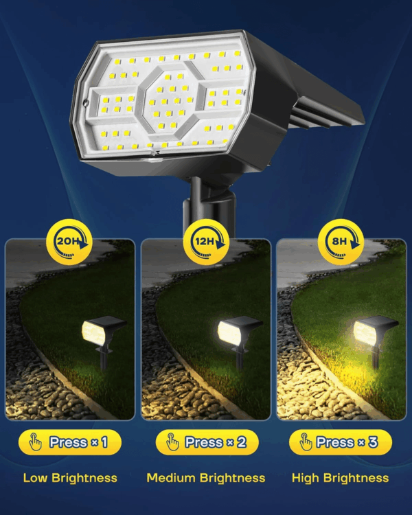 Solar Lights Outdoor Waterproof IP68, 3 Lighting Models Solar Powered Spot Lights Outdoor, 56LED Light Dusk to Dawn for Yard Patio Garden Pathway Landscape Lighting - Image 2