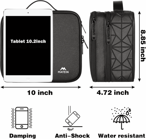 Cable Organizer Bag, Waterproof Travel Electronic Storage with Adjustable Divider, Shockproof Portable Double Layer Tech Bag Carrying Case for Cord, Earbuds, Charger, SD Card, DJ Gifts, Black - Image 5
