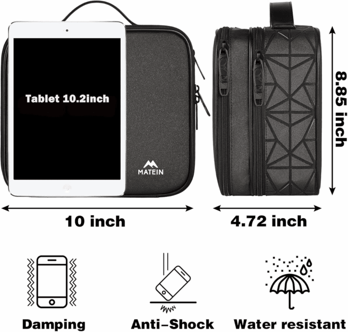 Cable Organizer Bag, Waterproof Travel Electronic Storage with Adjustable Divider, Shockproof Portable Double Layer Tech Bag Carrying Case for Cord, Earbuds, Charger, SD Card, DJ Gifts, Black - Image 5