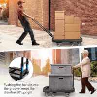 Folding Hand Truck, Portable Heavy Duty Dolly, 6 Wheels Collapsible Luggage Cart with 2 Elastic Ropes - Compact Trolley for Easy Moving - Ideal Hand Cart for Travel and More - Image 6