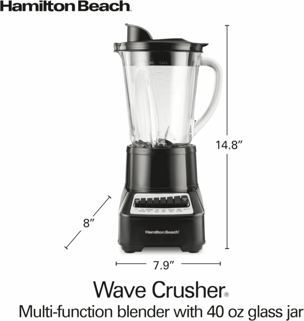 Wave Crusher Blender for Smoothies with 40 Oz Glass Jar and 14 Functions, Ice Sabre Blades & 700 Watts for Consistently Smooth Results, Black & Stainless Steel (54220) - Image 8