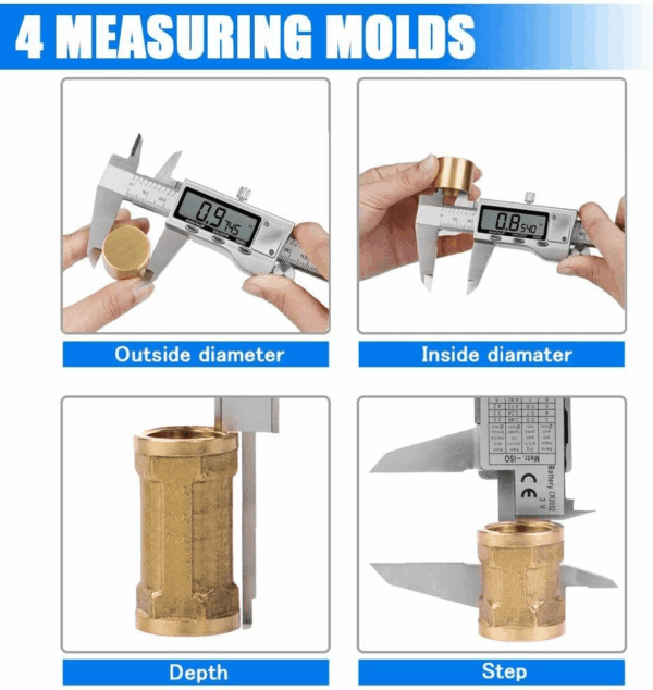 Digital Caliper Measuring Tool, Stainless Steel Vernier Caliper Digital Micrometer with Large LCD Screen, Easy Switch from Inch Metric Fraction, 6 Inch Caliper Tool for Diy/Household - Image 4