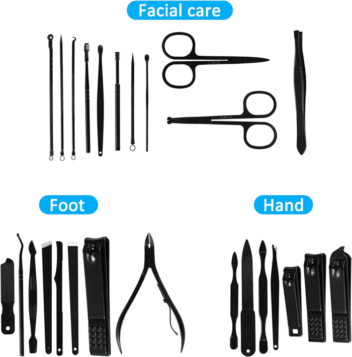 Manicure Set Professional Nail Clipper Kit-26 Pieces Stainless Steel Manicure Kit,Nail Care Tools with Luxurious Travel Case - Image 3
