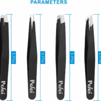 Tweezers Set - Professional Stainless Steel Tweezers for Eyebrows - Great Precision for Facial Hair, Splinter and Ingrown Hair Removal (Black) - Image 5