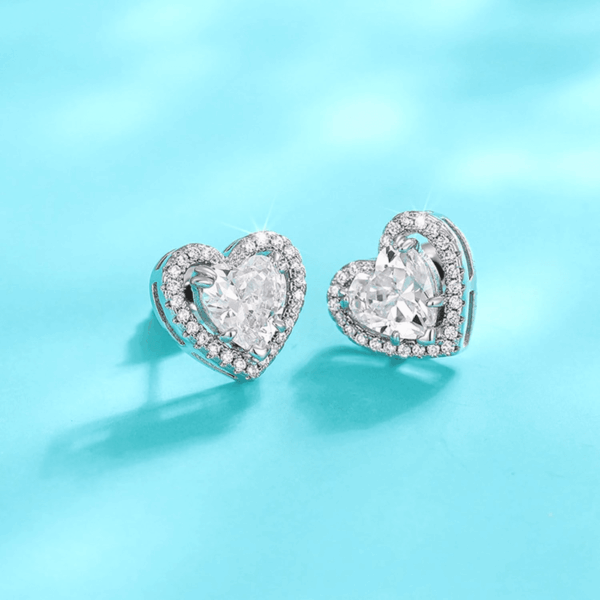 Full Diamond Stud Earrings, Sparkling Heart/Round/Princess Cut Birthstone Stud Earrings for Women Birthday Jewelry - Image 5