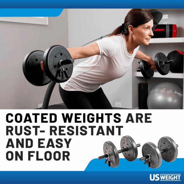 105 Pound Barbell Weight Set for Home Gym| Adjustable Weight Set with Two Dumbbell Bars and Full 6 Ft Bar, Black - Image 5