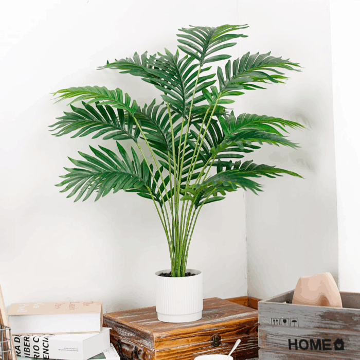 28'' Artificial Palm Tree Large Fake Tropical Faux Plants Indoor and Outdoor for Home Bathroom Porch outside Patio Decor (White Pot) - Image 4