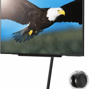Seven Stand A2 Grand Type | Japanese Rolling Portable Free-Standing 45-80 Inch Universal TV Stand with Concealed Caster Wheels | Satin Black