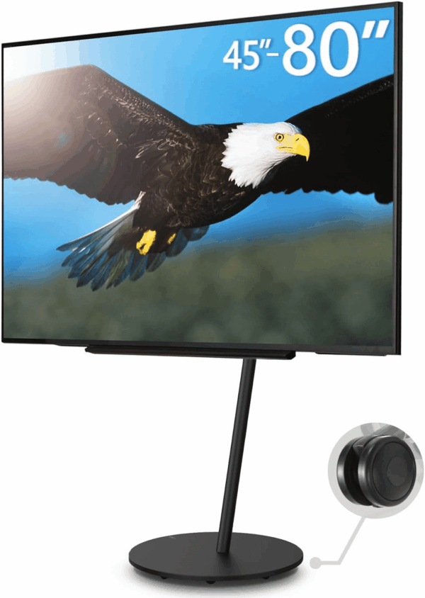 Seven Stand A2 Grand Type | Japanese Rolling Portable Free-Standing 45-80 Inch Universal TV Stand with Concealed Caster Wheels | Satin Black