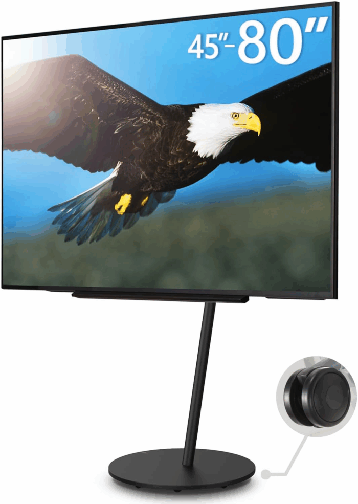 Seven Stand A2 Grand Type | Japanese Rolling Portable Free-Standing 45-80 Inch Universal TV Stand with Concealed Caster Wheels | Satin Black
