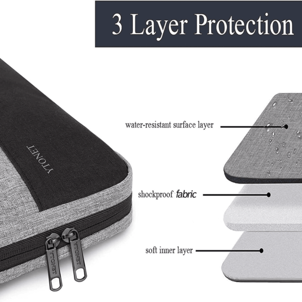 Laptop Case, 15.6 Inch TSA Laptop Sleeve Computer Bag Water Resistant Computer Case Carrying Cover Compatible for Lenovo, HP, Dell, Asus Notebook, Gifts for Men Women, Grey - Image 2