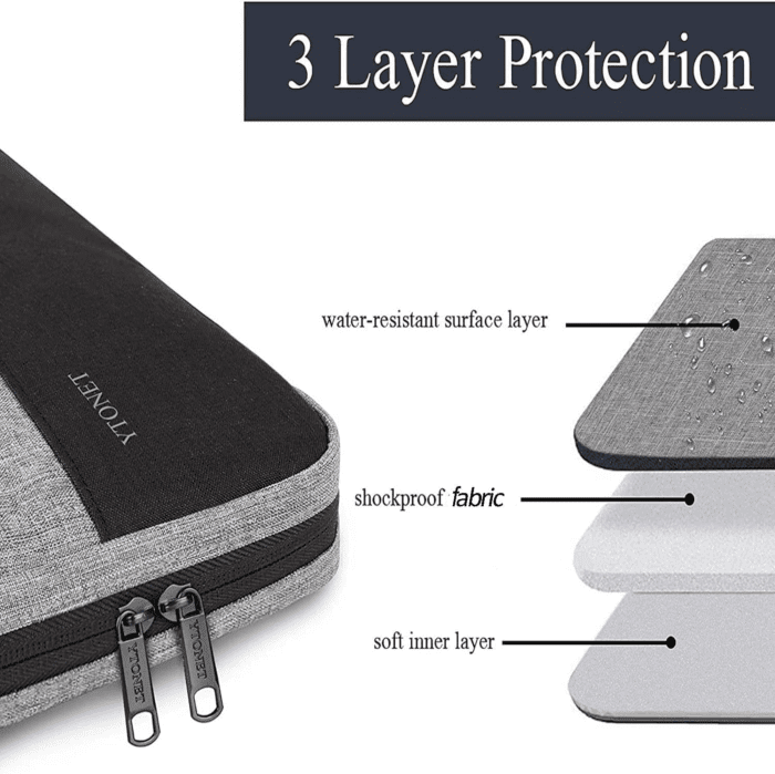 Laptop Case, 15.6 Inch TSA Laptop Sleeve Computer Bag Water Resistant Computer Case Carrying Cover Compatible for Lenovo, HP, Dell, Asus Notebook, Gifts for Men Women, Grey - Image 2