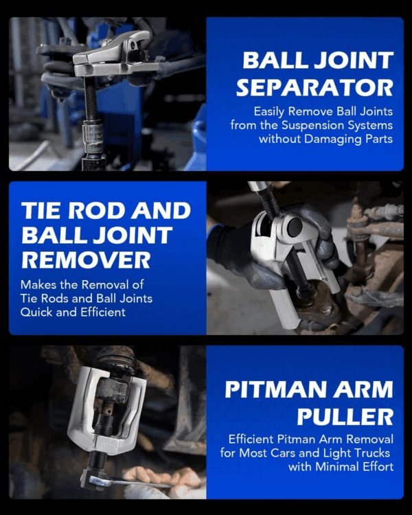 OMT 5-In-1 Ball Joint Separator, Pitman Arm Puller, Tie Rod End Tool Set for Front End Service, Splitter Removal Kit (RD06) - Image 3