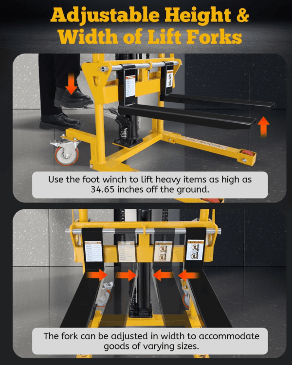 Foldable Hydraulic Material Lift, Pallet Jack Table Cart, 440Lbs Capacity, 35" Lift, Swivel Wheels - Image 4
